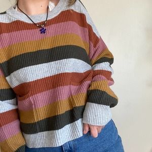 Madewell Color Block Striped Knit Sweater